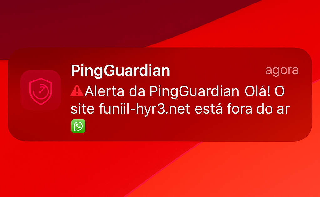 Alerta do WhatsApp enviado pelo PingGuardian